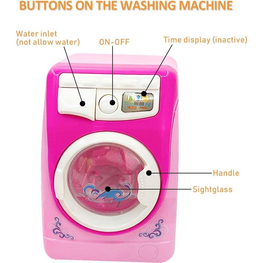 Lavadora Mini Simulación Coherny Rosa para Casa de Muñecas