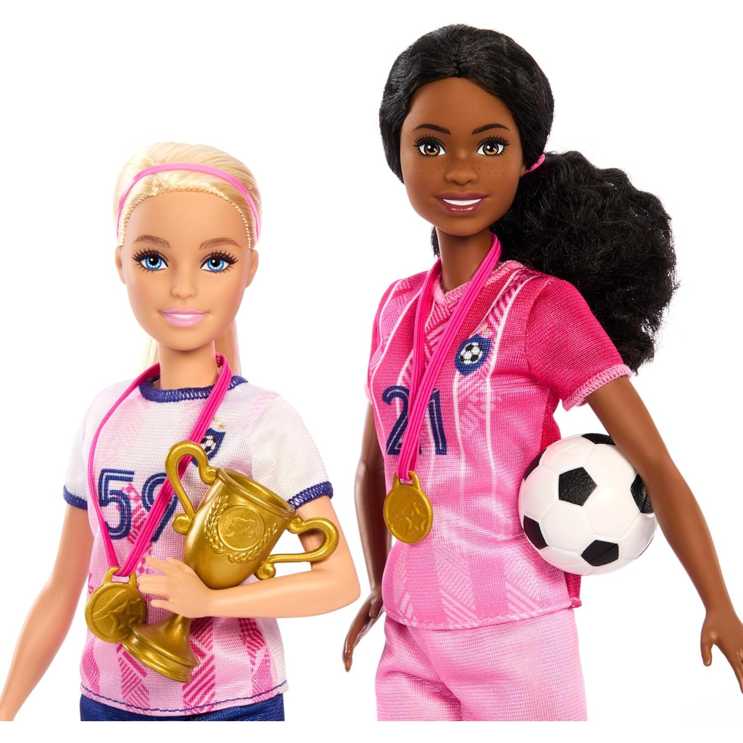 Juego de Fútbol Barbie Mattel con 2 Muñecas y 15 Accesorios