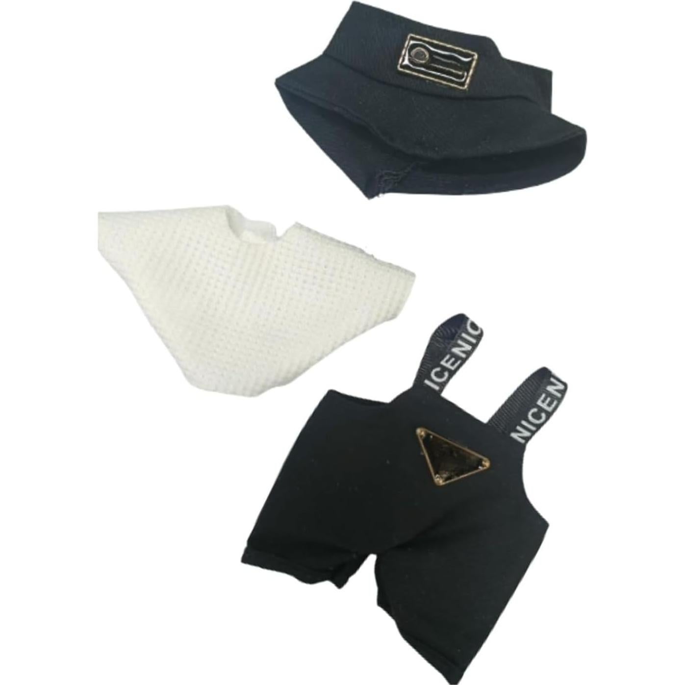 Conjunto de Ropa para Muñeca 17cm EXGYAN - Sombrero y Overoles Negro