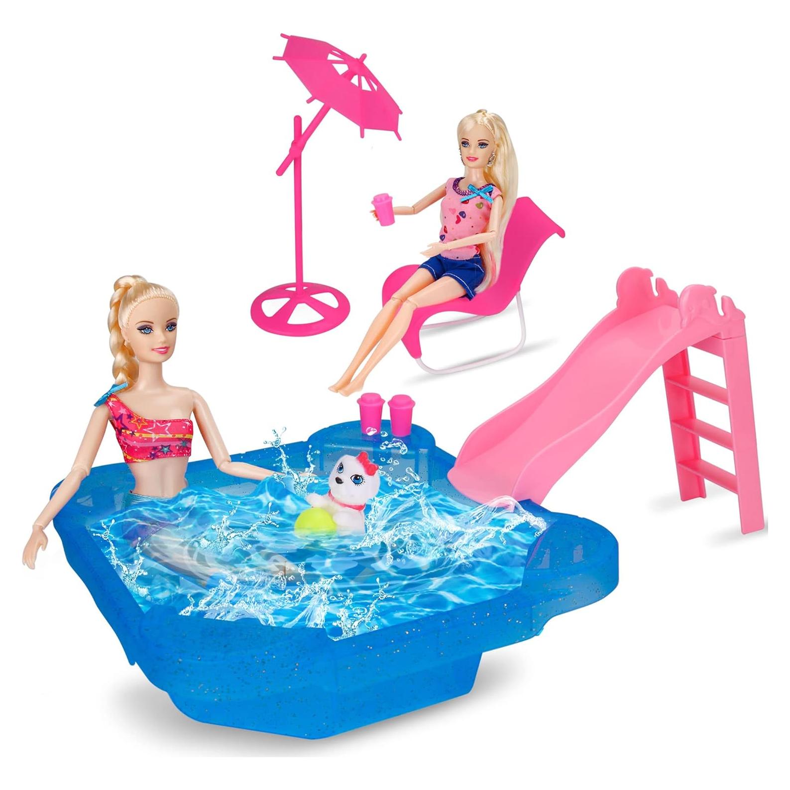 Conjunto de Juego de Piscina Bettina con Tobogán y Accesorios