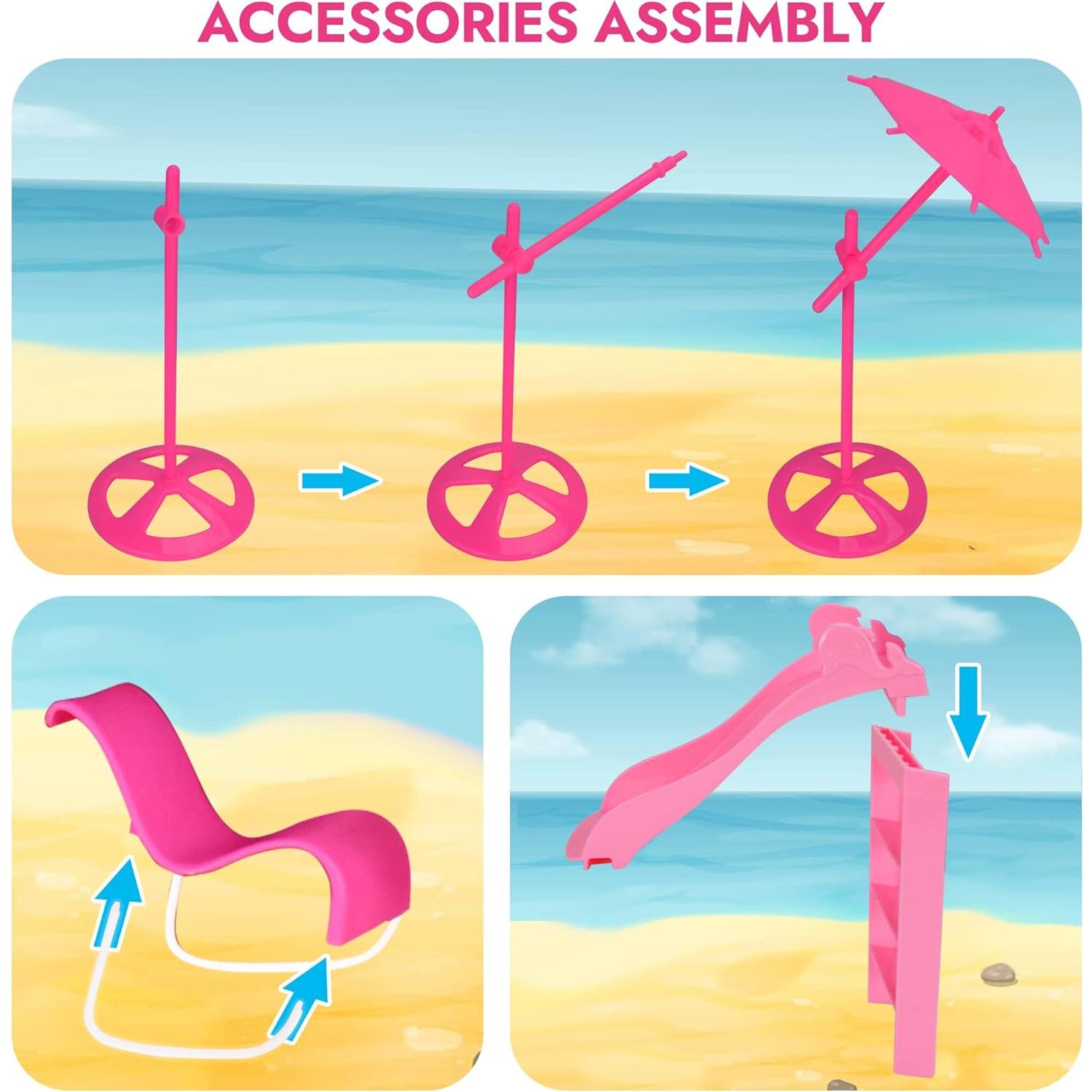 Conjunto de Juego de Piscina Bettina con Tobogán y Accesorios