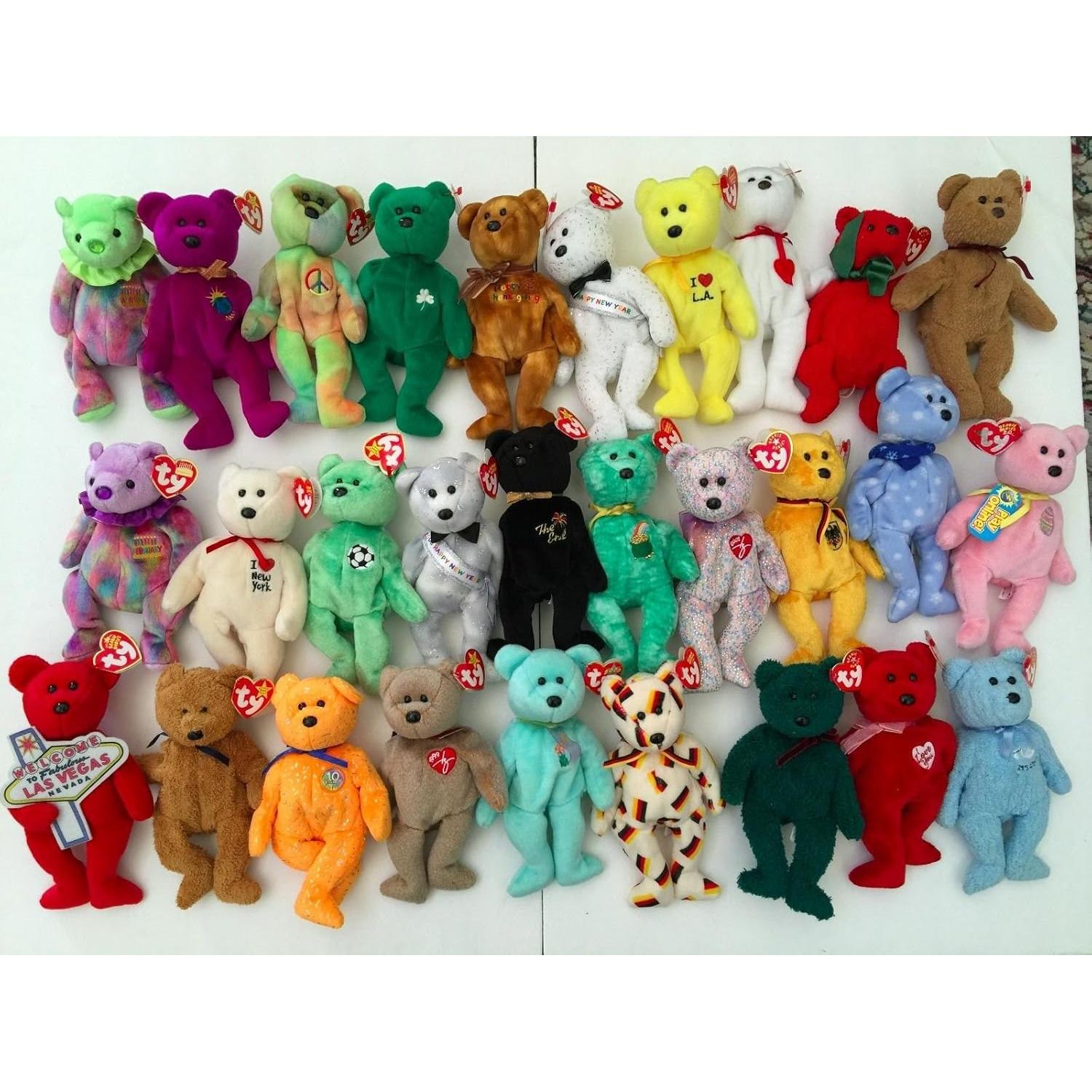 Lote de 10 Osos de Peluche Ty Beanie Nuevos y Variados
