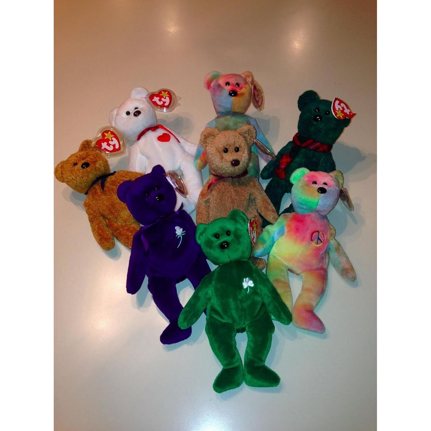 Lote de 10 Osos de Peluche Ty Beanie Nuevos y Variados