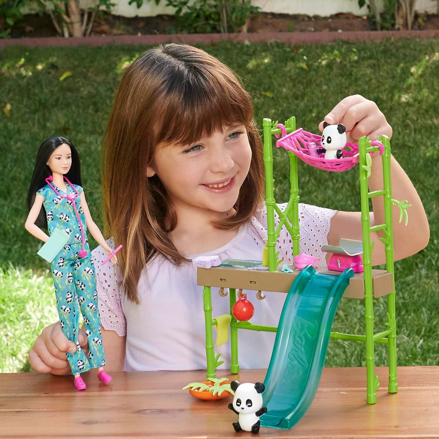 Juego de Cuidado y Rescate de Panda Barbie con 20 Accesorios