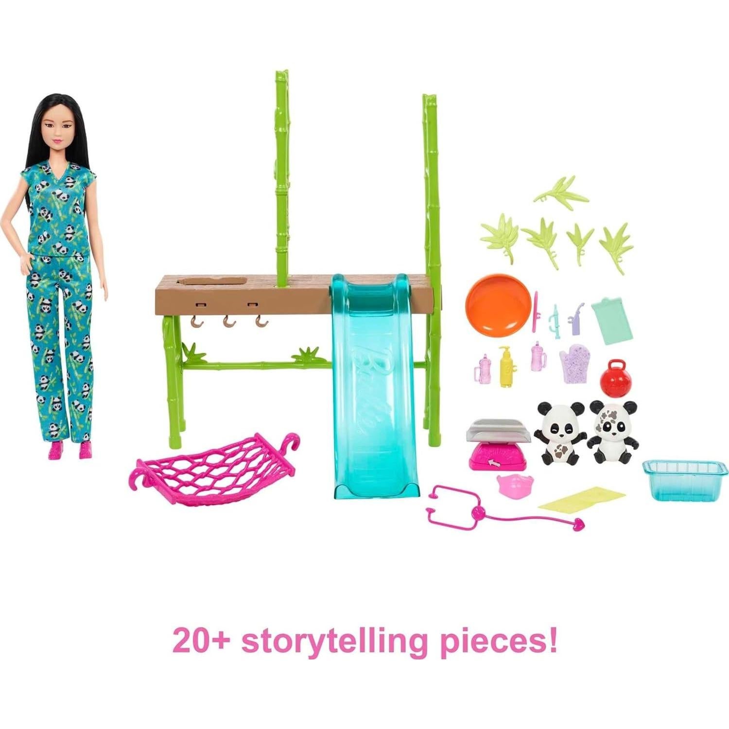 Juego de Cuidado y Rescate de Panda Barbie con 20 Accesorios