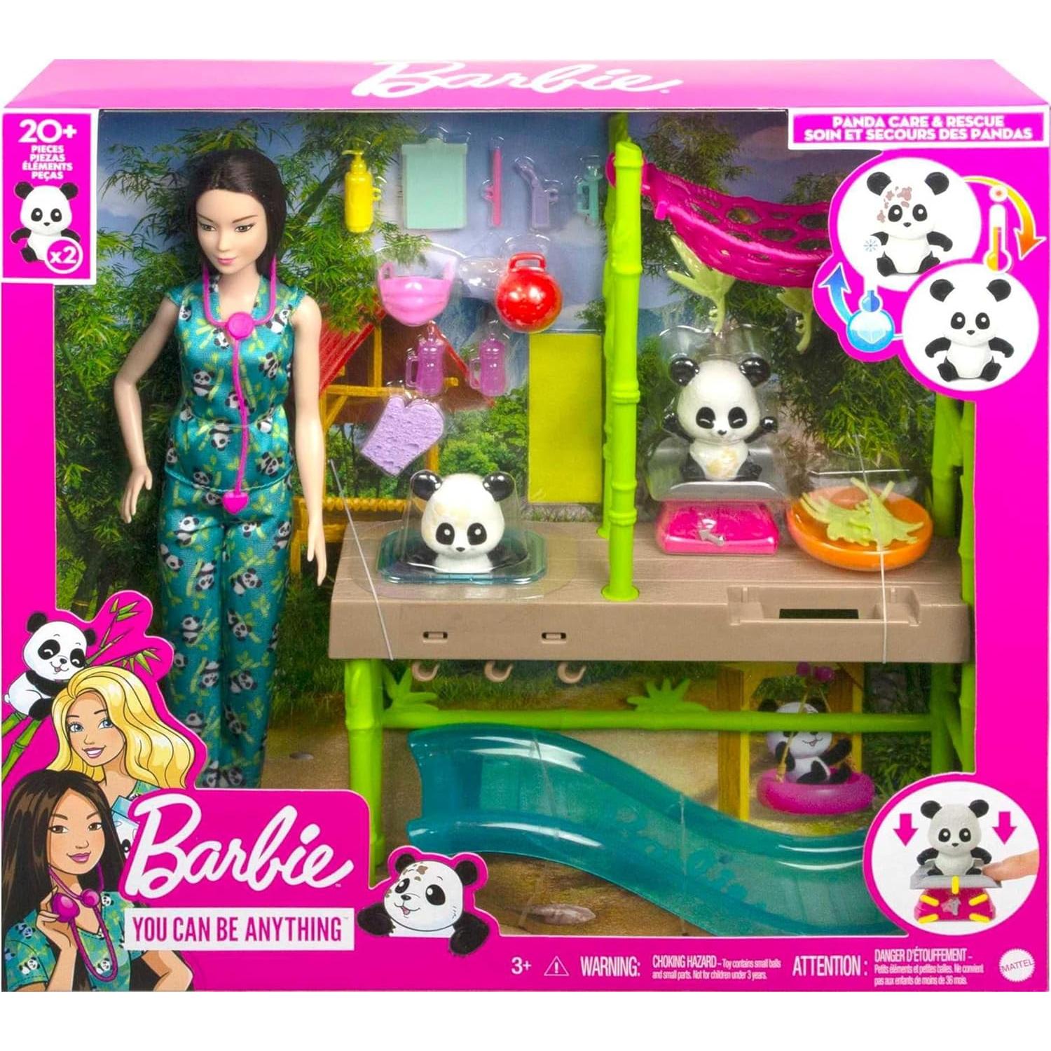 Juego de Cuidado y Rescate de Panda Barbie con 20 Accesorios