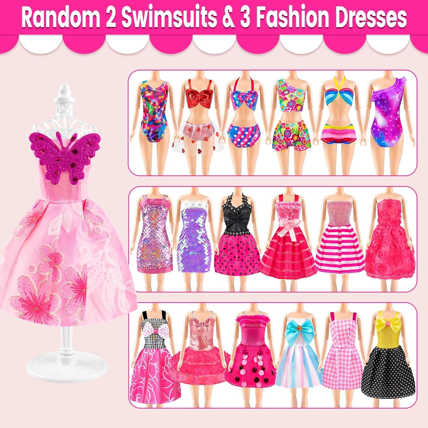 Juego de Ropa de Muñeca 137 Pcs TQRAZ con Armario Rosa