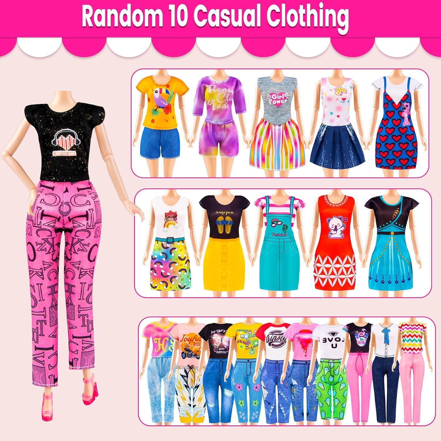 Juego de Ropa de Muñeca 137 Pcs TQRAZ con Armario Rosa