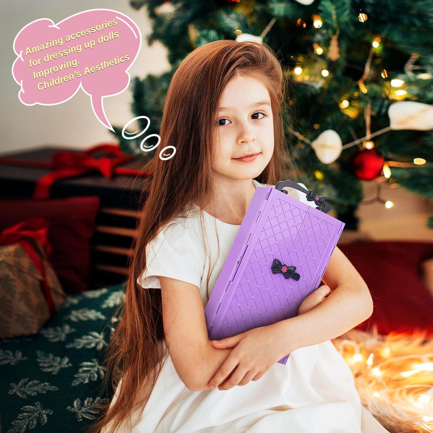 K.T. Fancy 83 Pcs Muñecas y Accesorios con Armario Morado