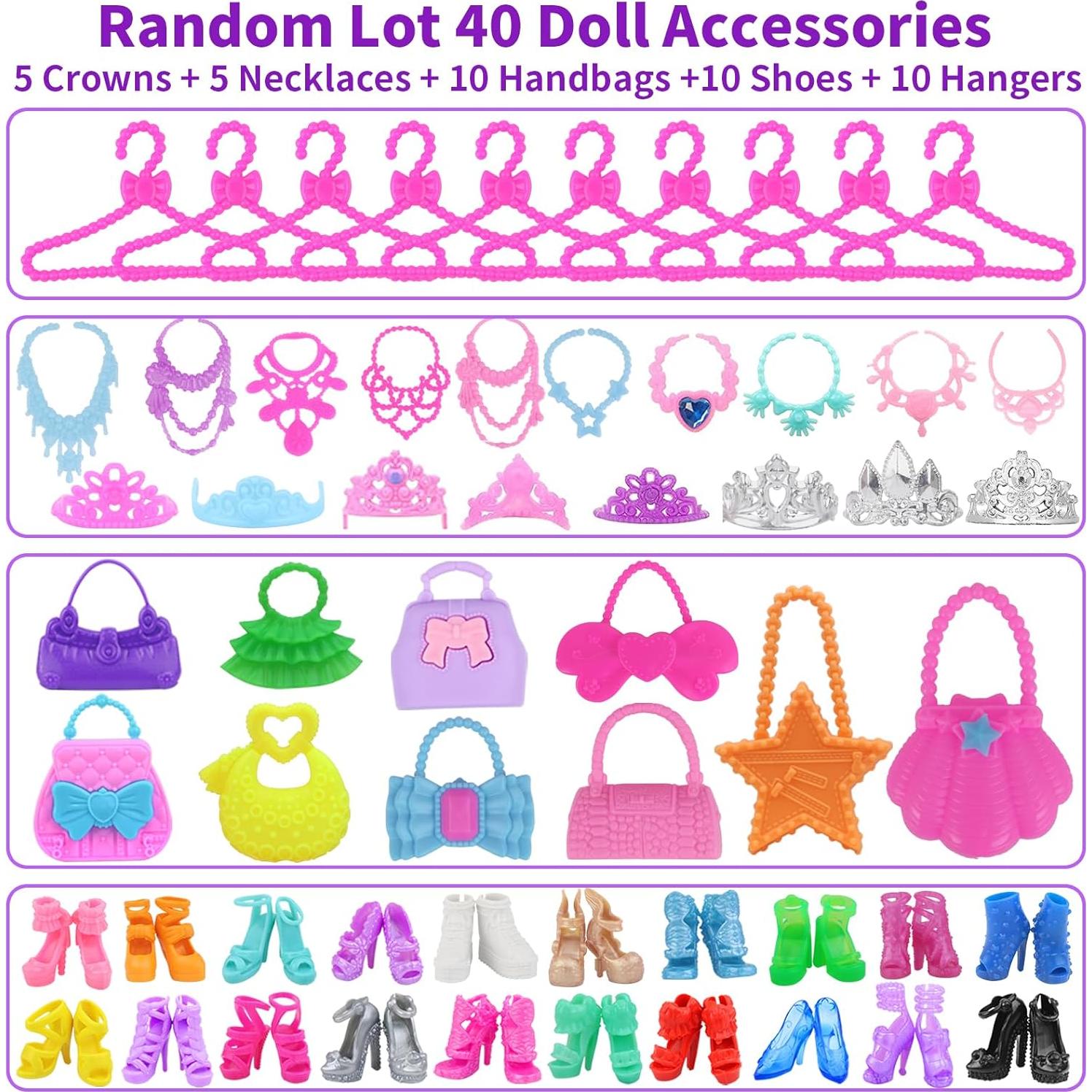 K.T. Fancy 83 Pcs Muñecas y Accesorios con Armario Morado