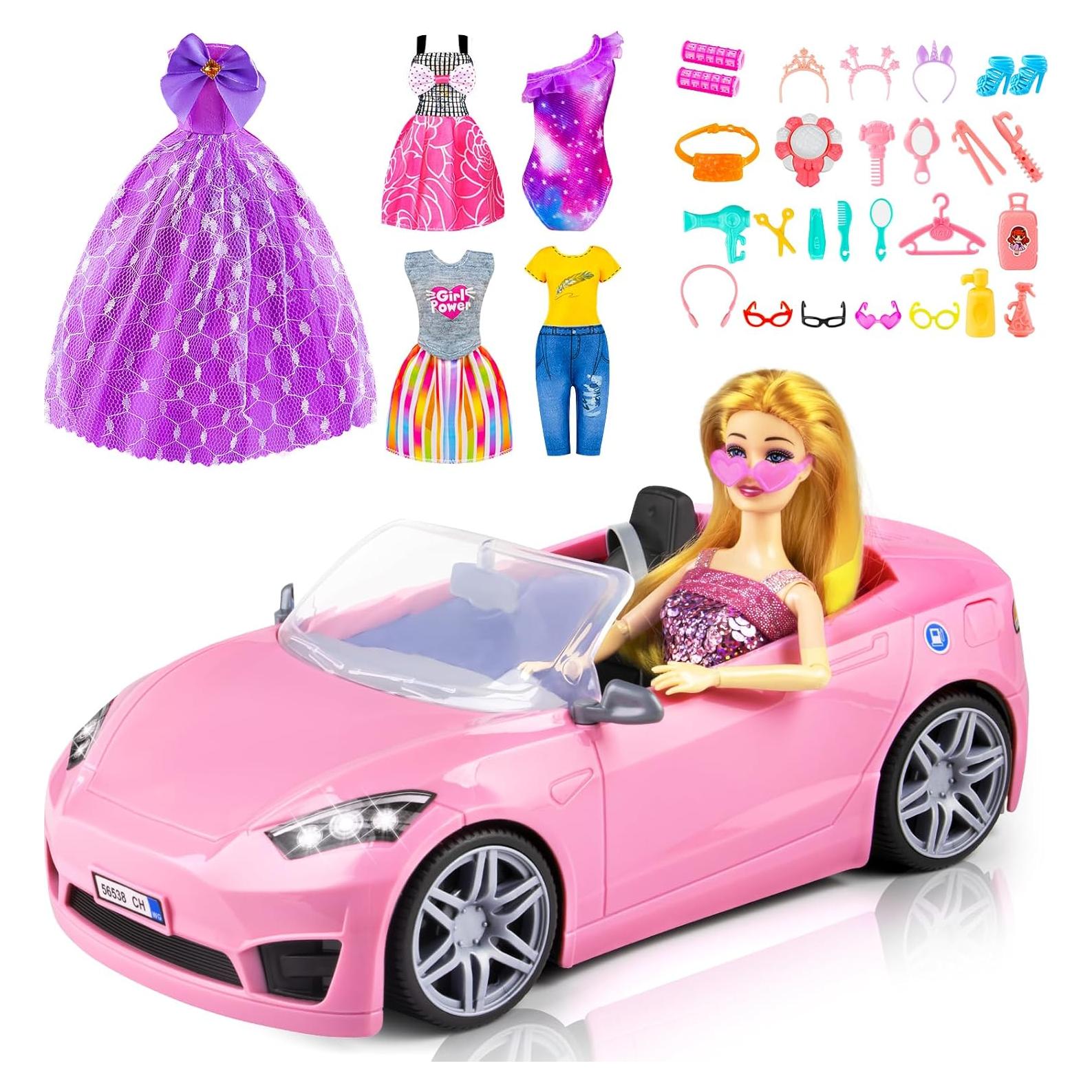 Juego de Muñeca 76 Pcs TQRAZ con Auto Convertible y Ropa