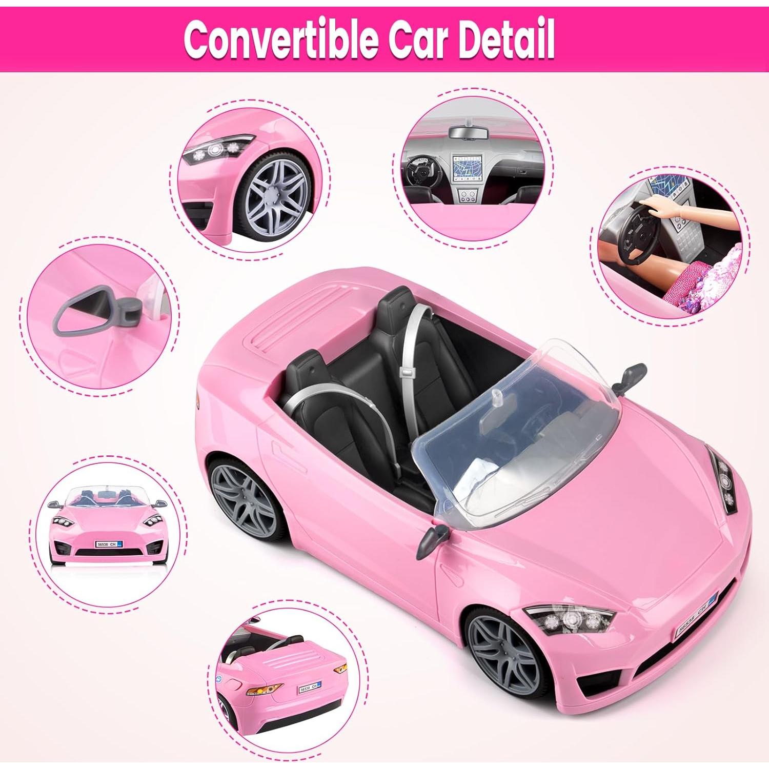 Juego de Muñeca 76 Pcs TQRAZ con Auto Convertible y Ropa