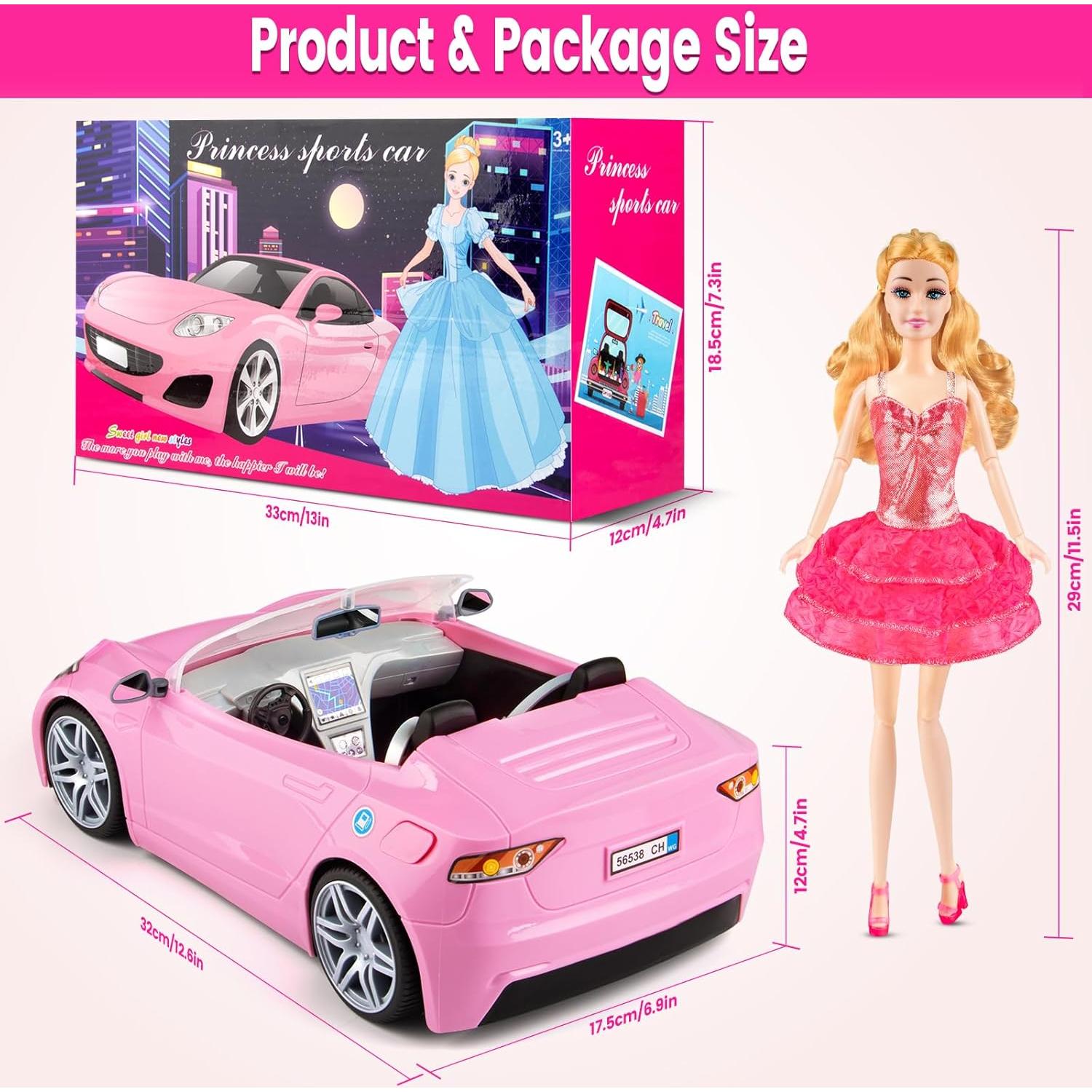 Juego de Muñeca 76 Pcs TQRAZ con Auto Convertible y Ropa