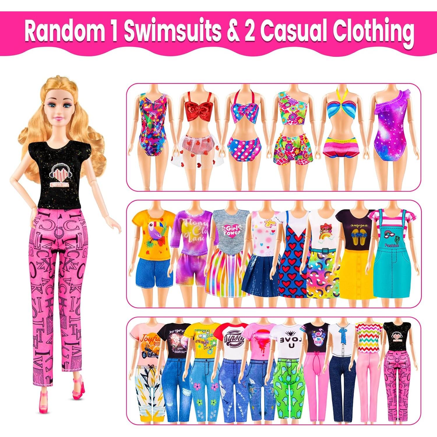 Juego de Muñeca 76 Pcs TQRAZ con Auto Convertible y Ropa