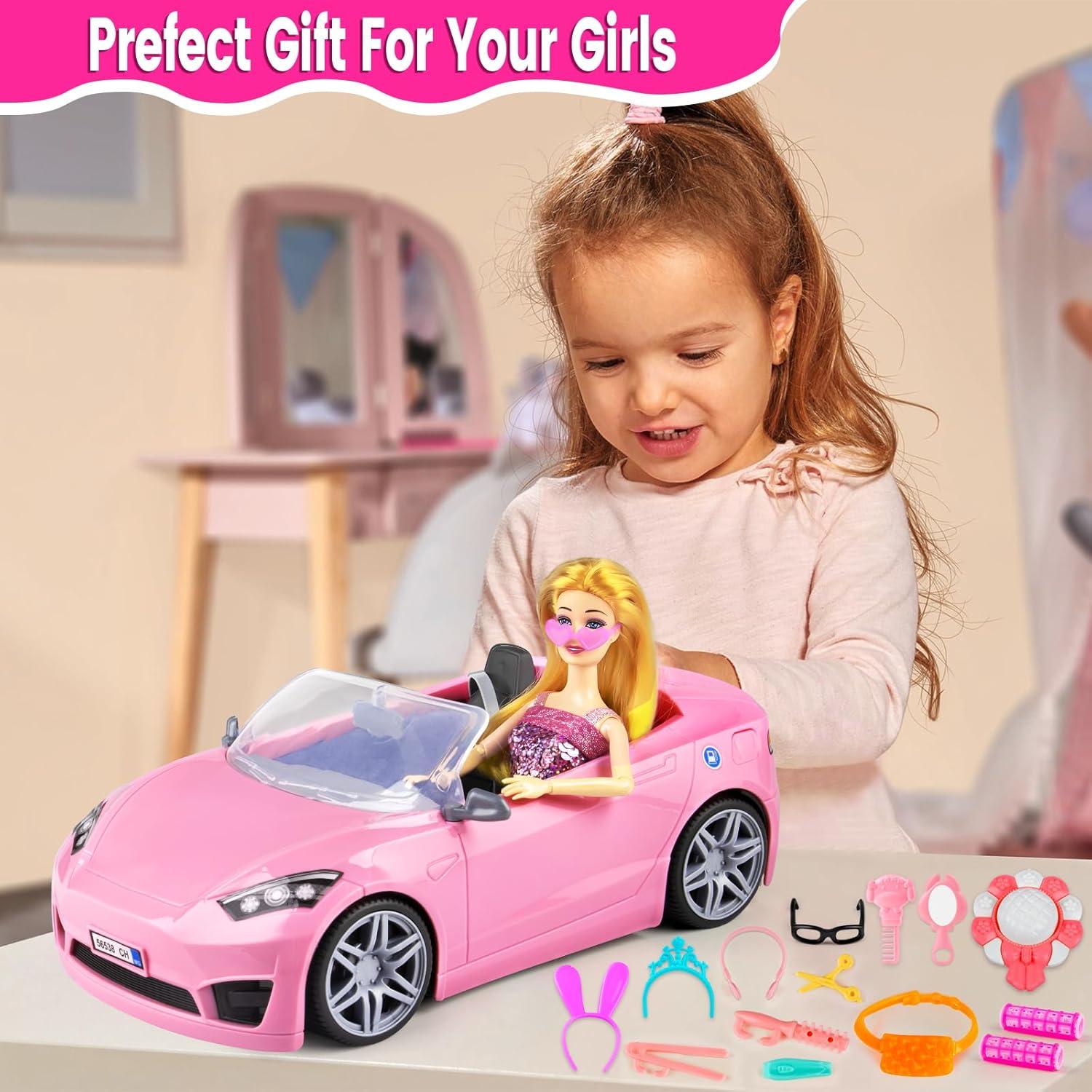 Juego de Muñeca 76 Pcs TQRAZ con Auto Convertible y Ropa