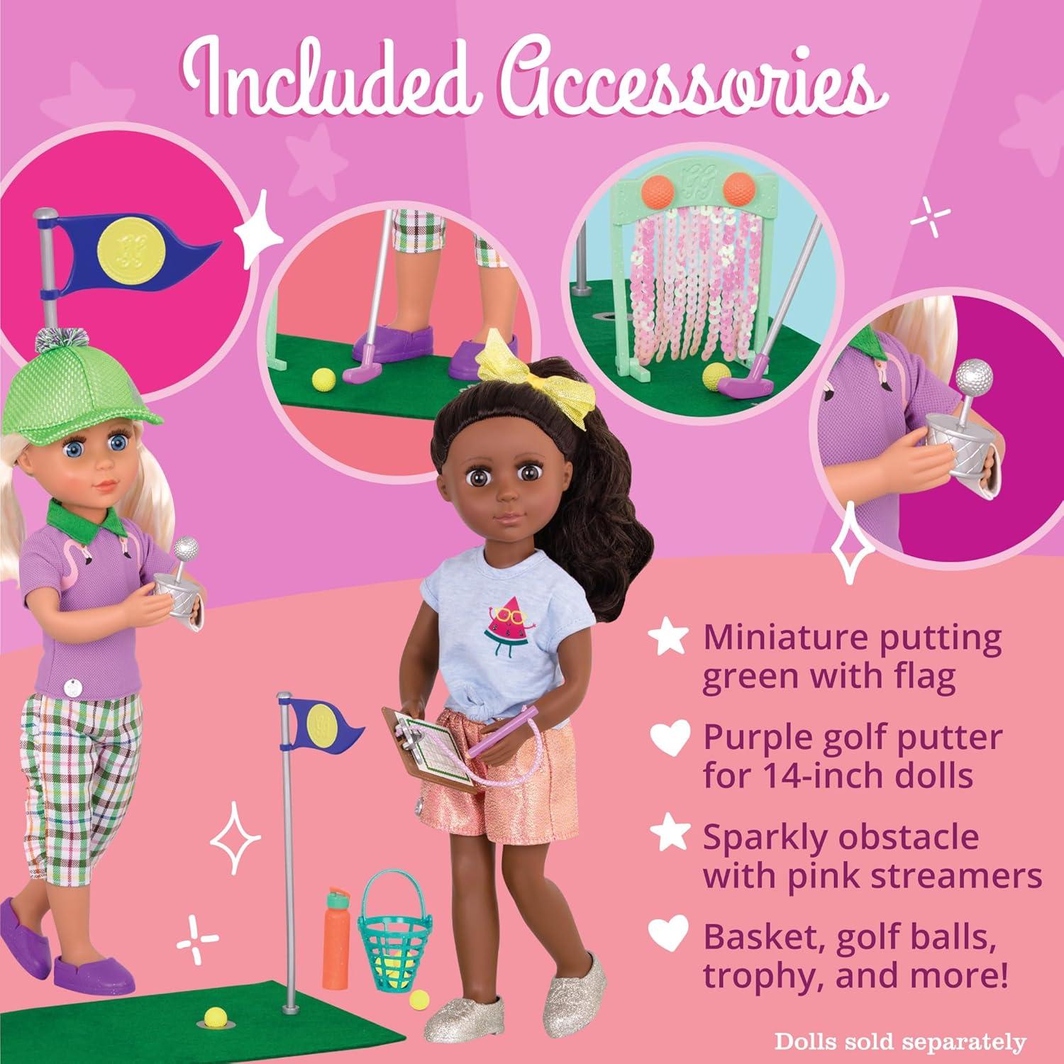 Set de Mini Golf Chicas Brillantes para Muñecas 14" - Accesorios