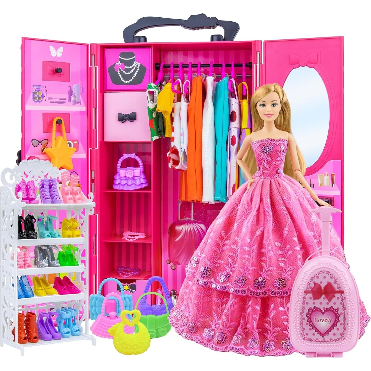 Armario de Muñecas Ecore con 102 Accesorios - 11.5 Pulgadas