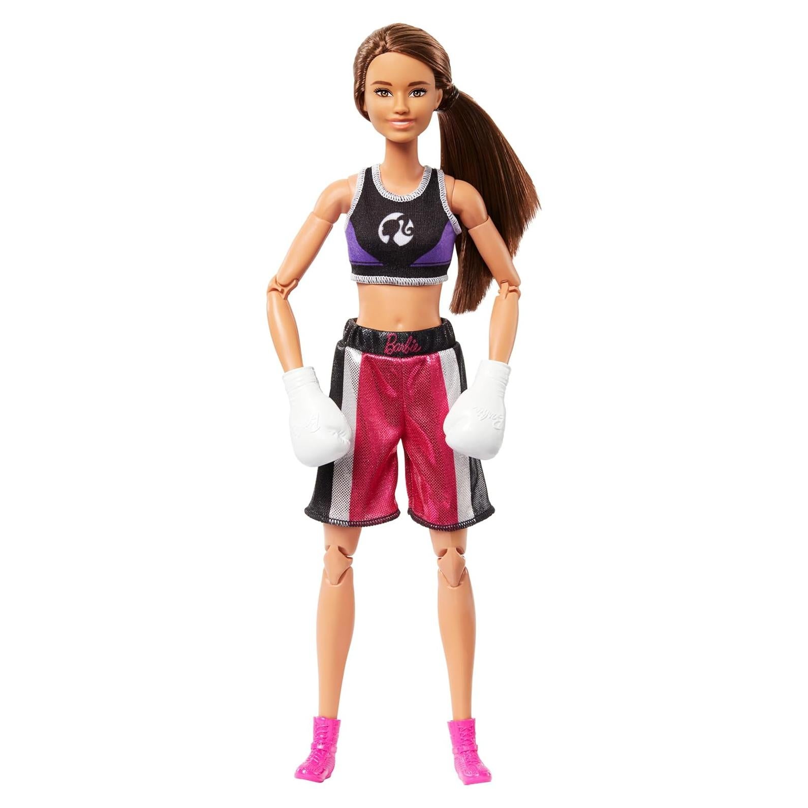 Muñeca Barbie Boxeadora Hecha para Moverse con Guantes