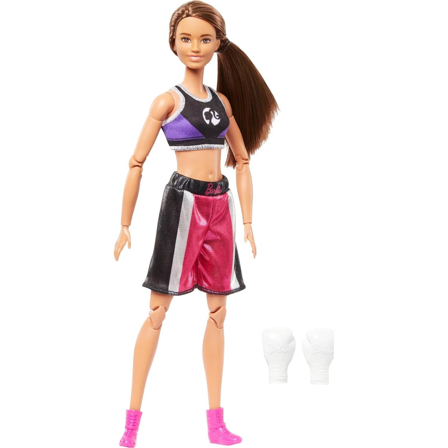 Muñeca Barbie Boxeadora Hecha para Moverse con Guantes