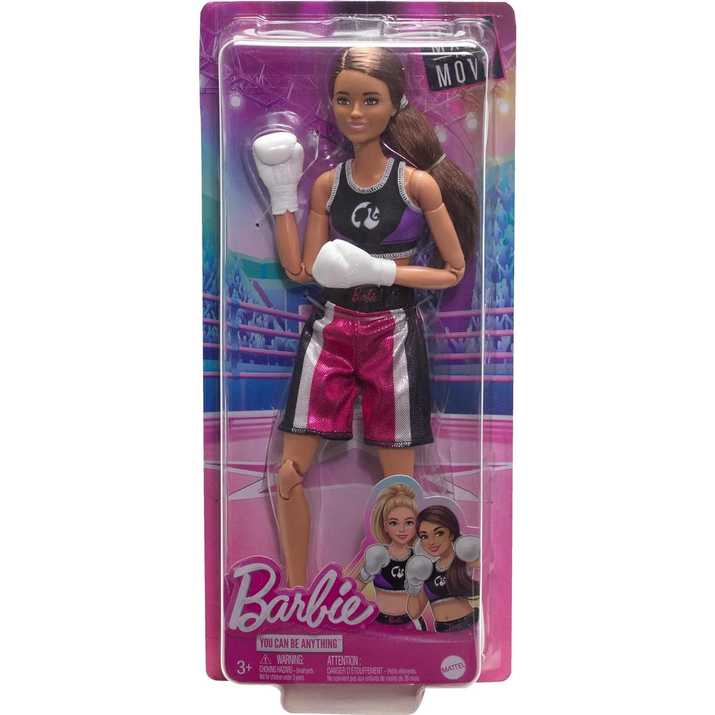 Muñeca Barbie Boxeadora Hecha para Moverse con Guantes