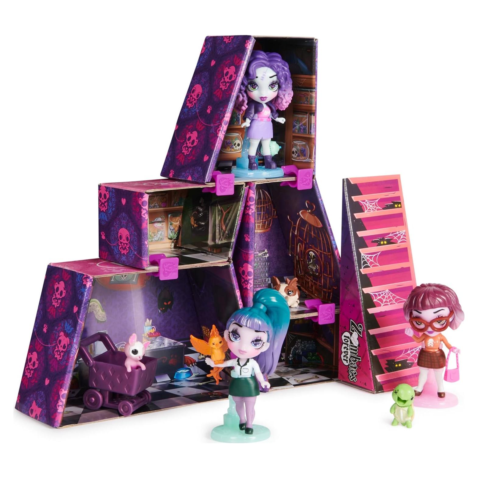 Casa de Muñecas Personalizable Zombaes Forever con 3 Muñecas Zombie y 5 Mascotas