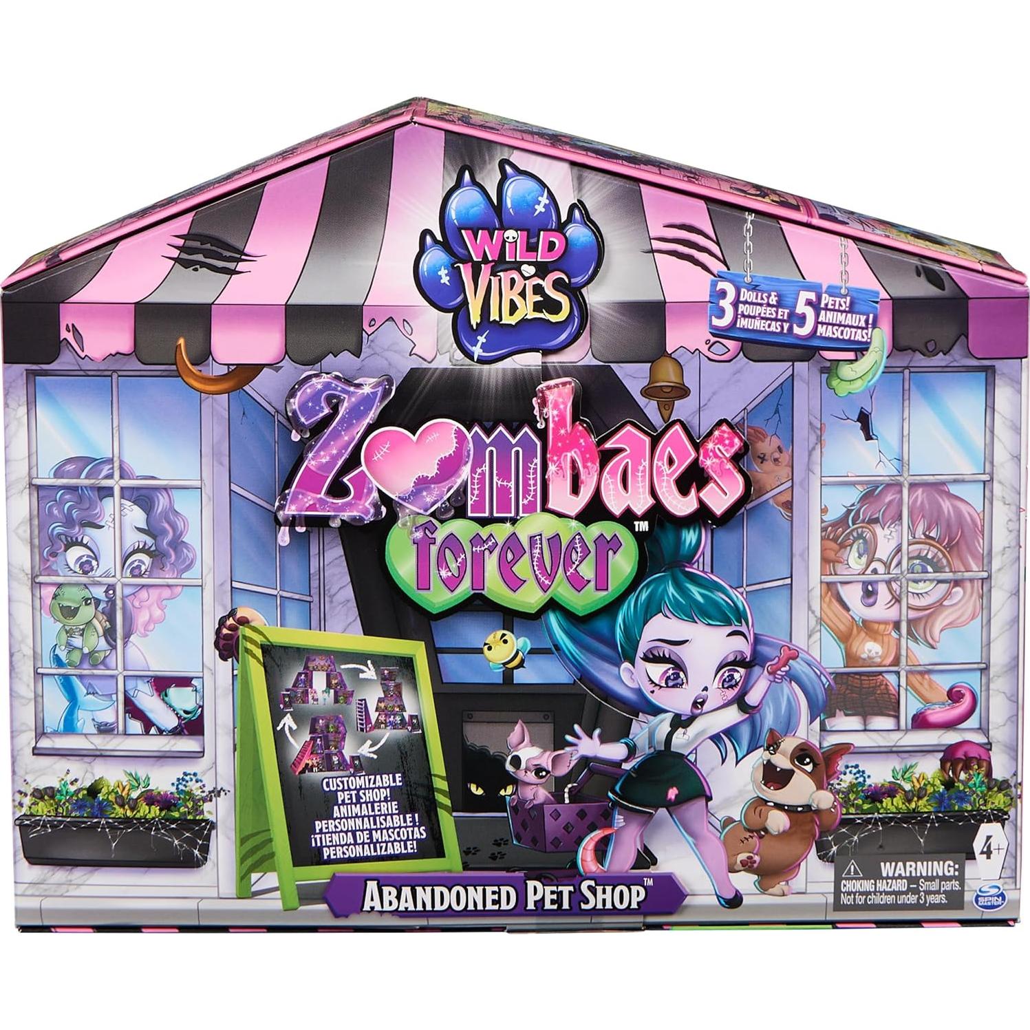 Casa de Muñecas Personalizable Zombaes Forever con 3 Muñecas Zombie y 5 Mascotas