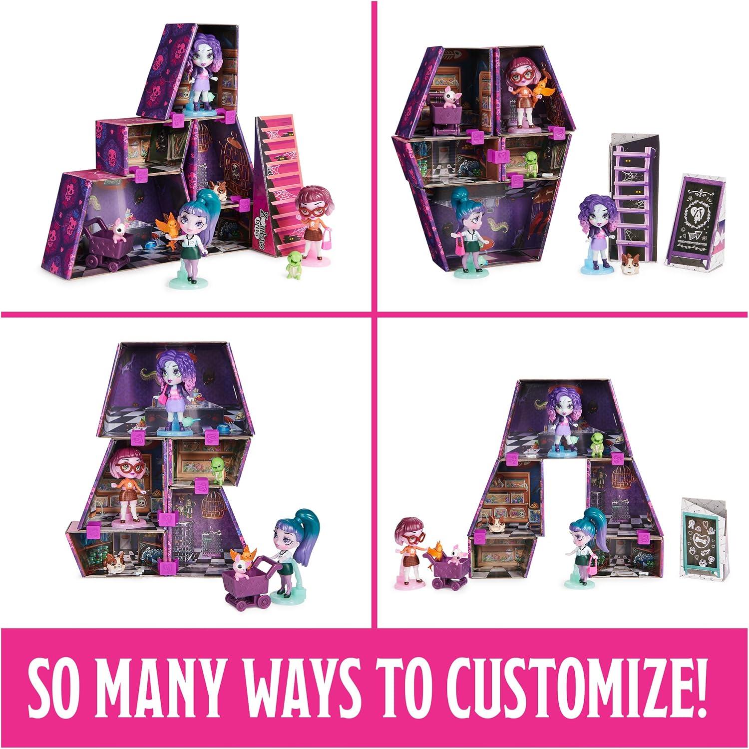 Casa de Muñecas Personalizable Zombaes Forever con 3 Muñecas Zombie y 5 Mascotas