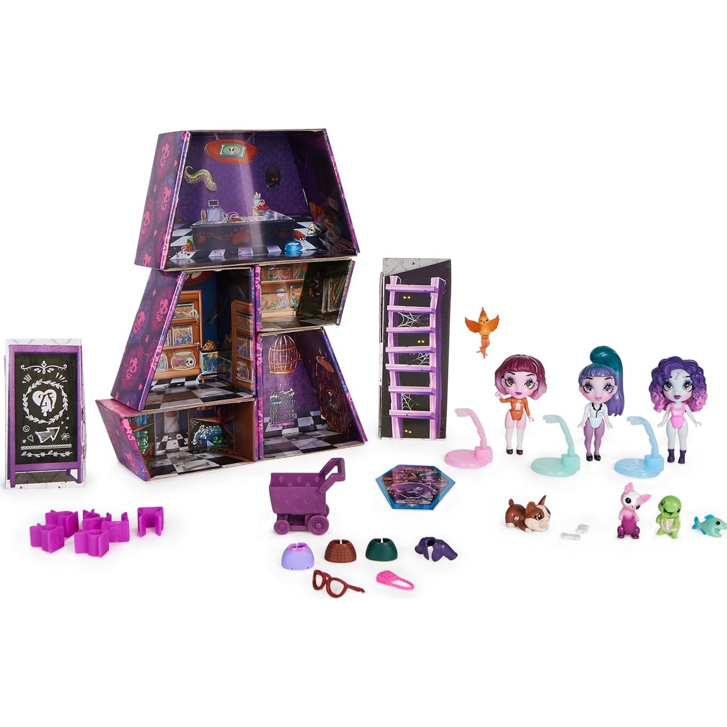 Casa de Muñecas Personalizable Zombaes Forever con 3 Muñecas Zombie y 5 Mascotas
