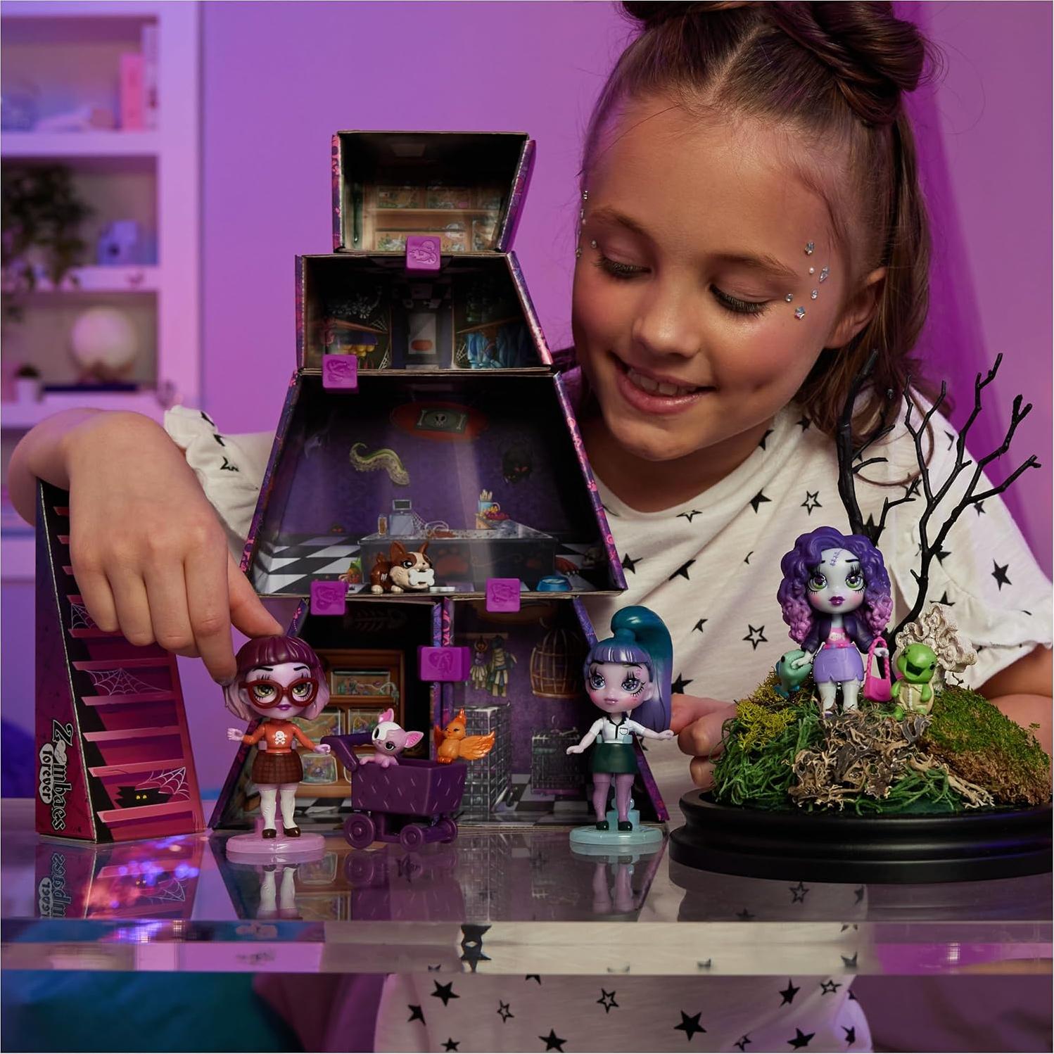 Casa de Muñecas Personalizable Zombaes Forever con 3 Muñecas Zombie y 5 Mascotas