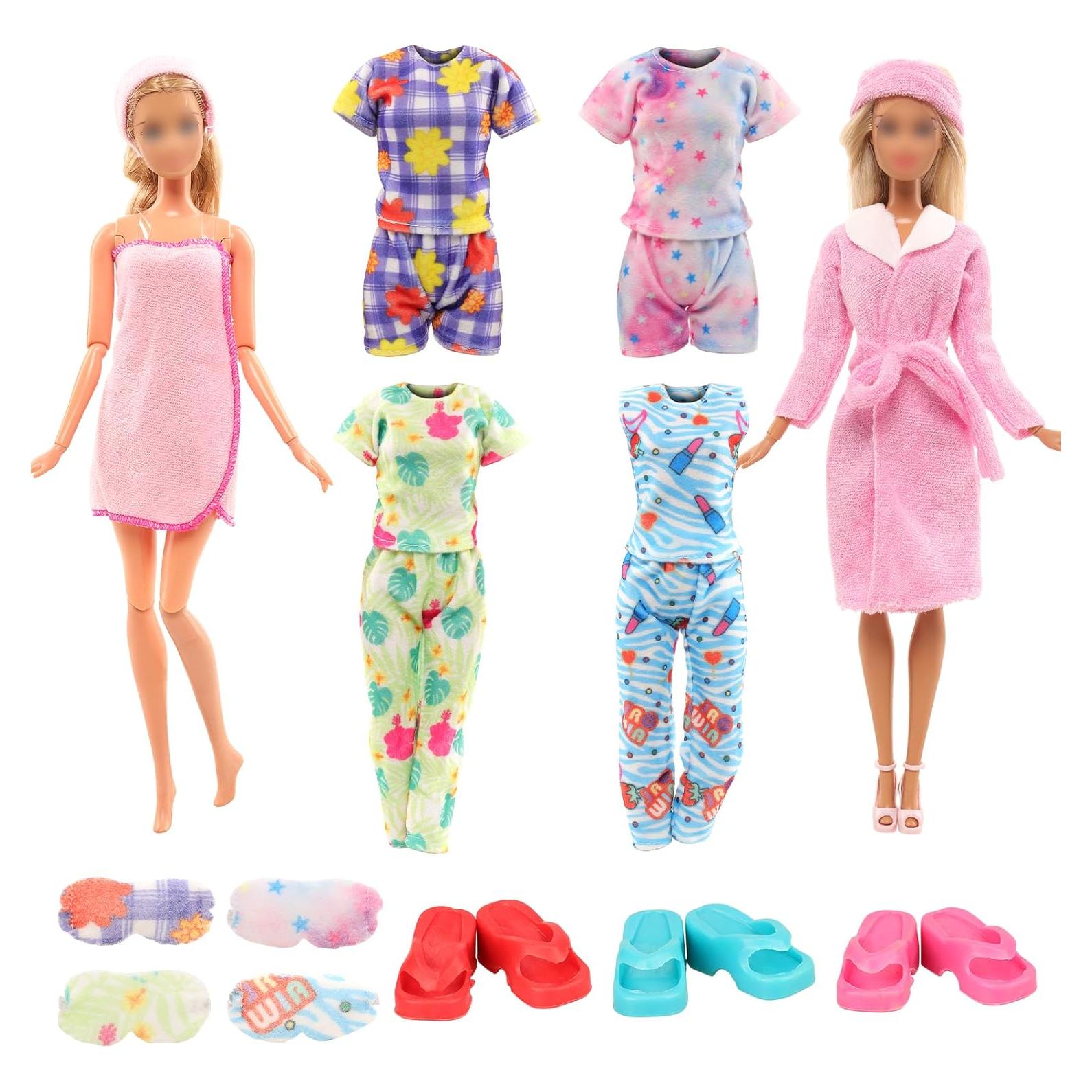 Conjunto Ropa de Muñeca 11.5" Enoch - 4 Pijamas y Accesorios