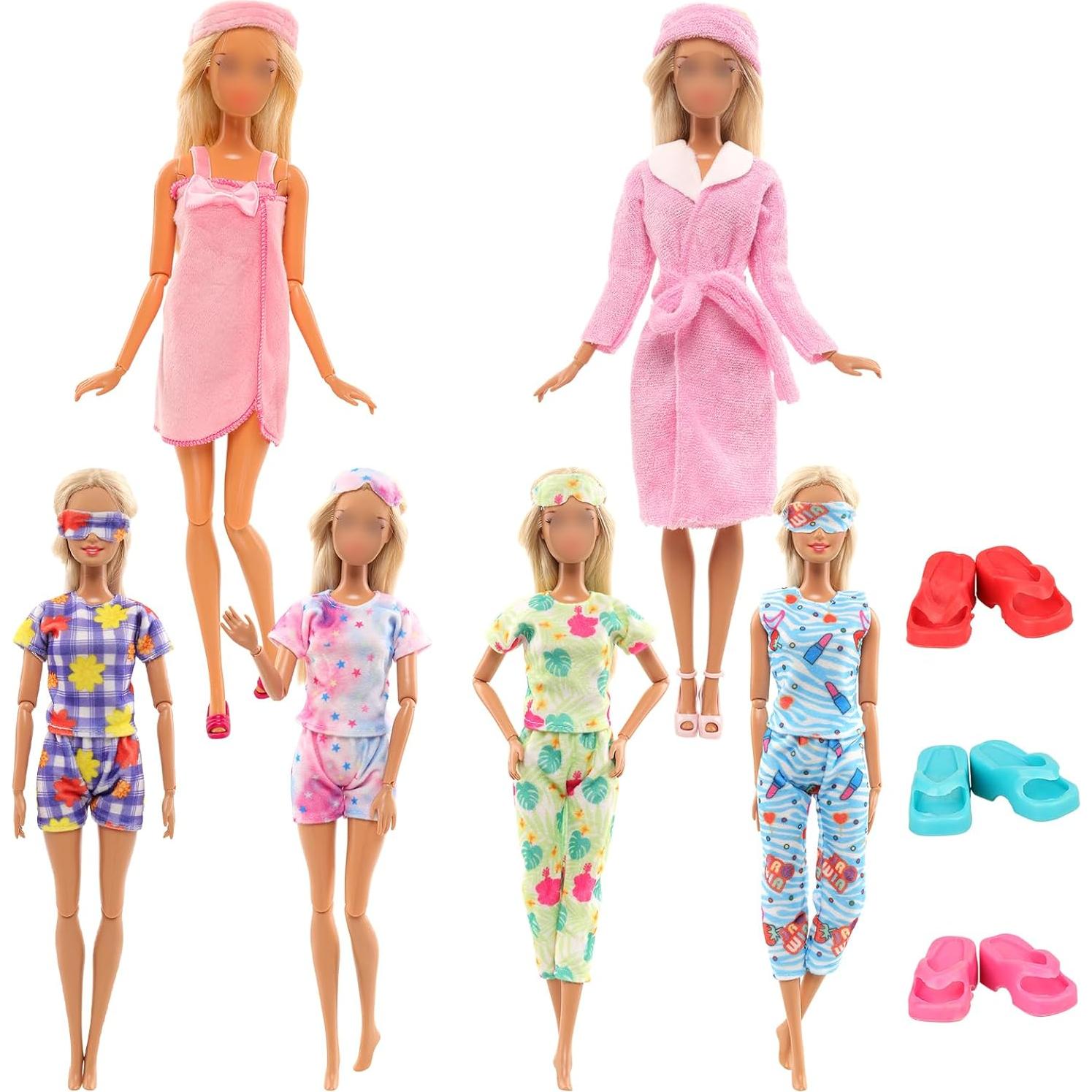 Conjunto Ropa de Muñeca 11.5" Enoch - 4 Pijamas y Accesorios