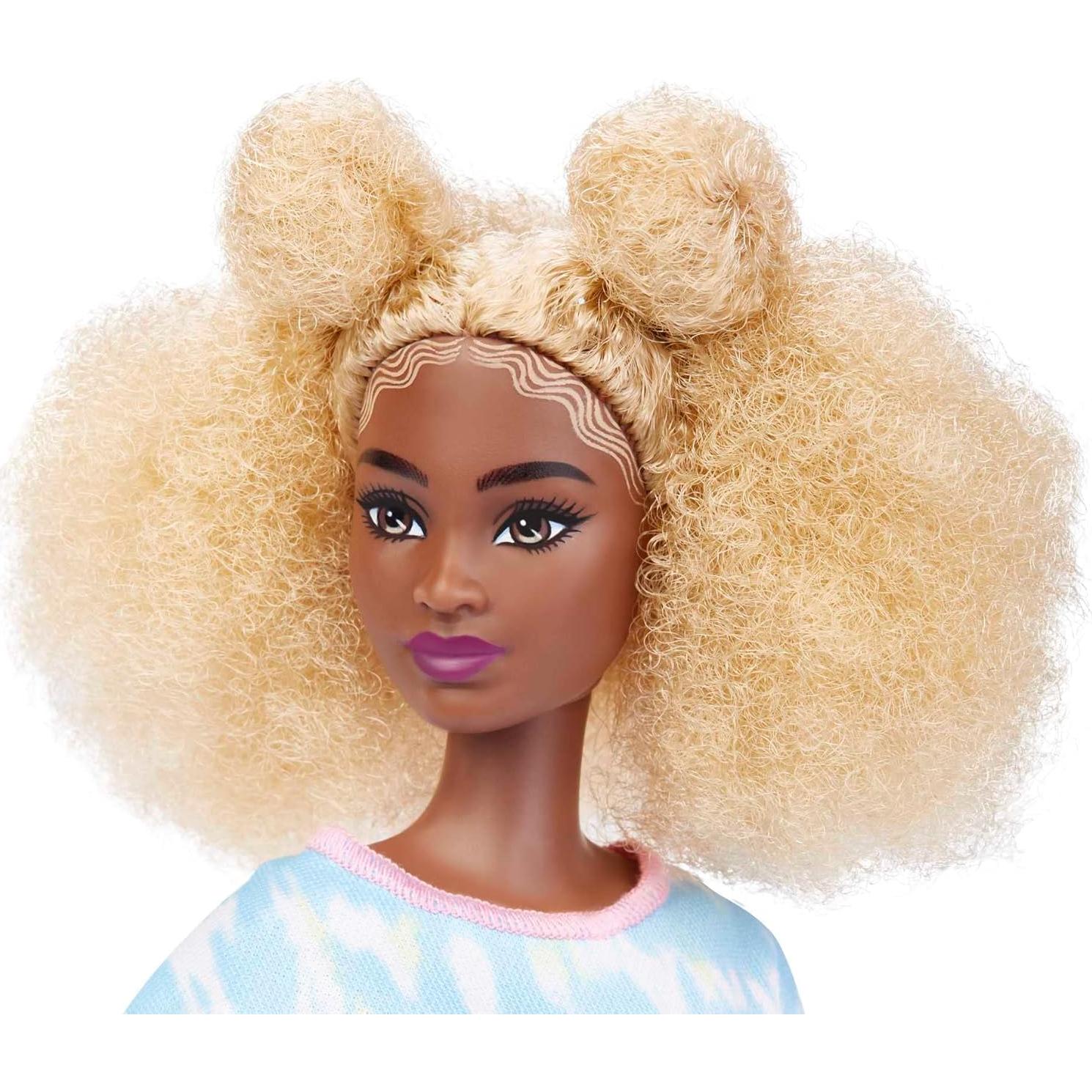 Muñeca Barbie Fashionistas Alta Rubia Afro Mono Tie-Dye