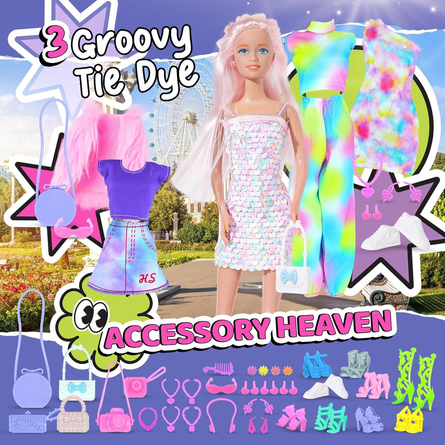 Conjunto de Ropa y Accesorios para Muñeca Team Power 54 Piezas