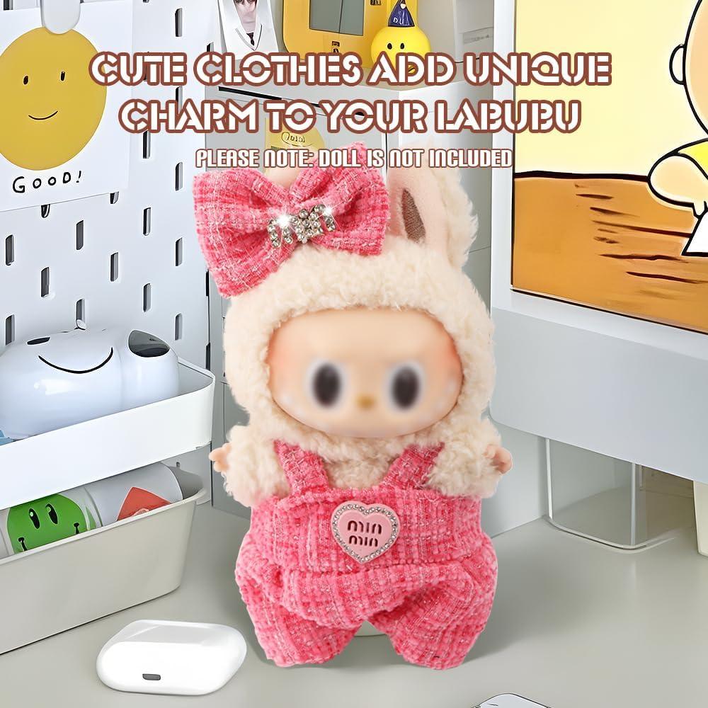 Bolsa de exhibición transparente con ropa de muñeca Labubu - Rosa