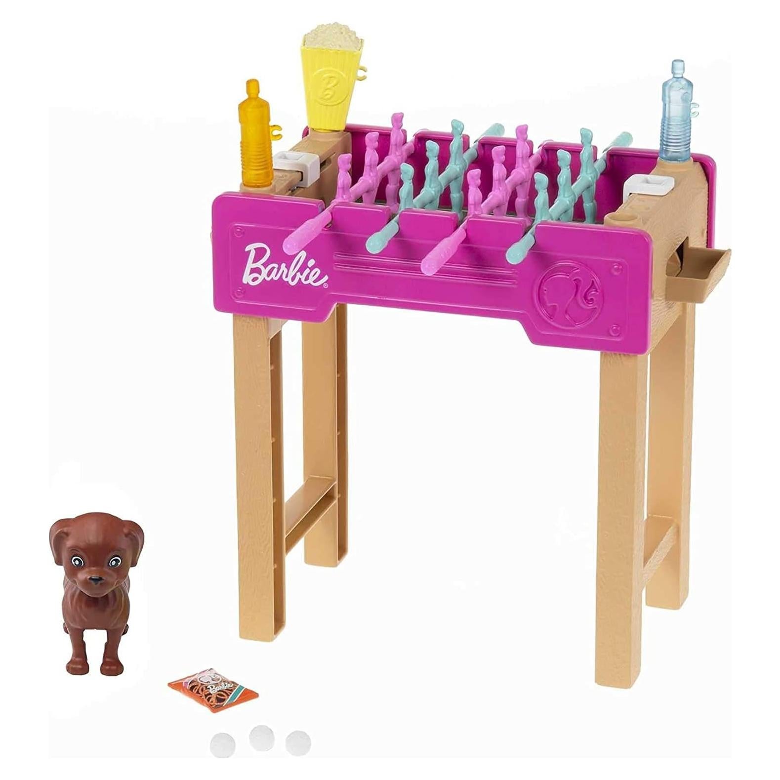 Barbie Mini Juego de Futbolín con Mascota y Accesorios