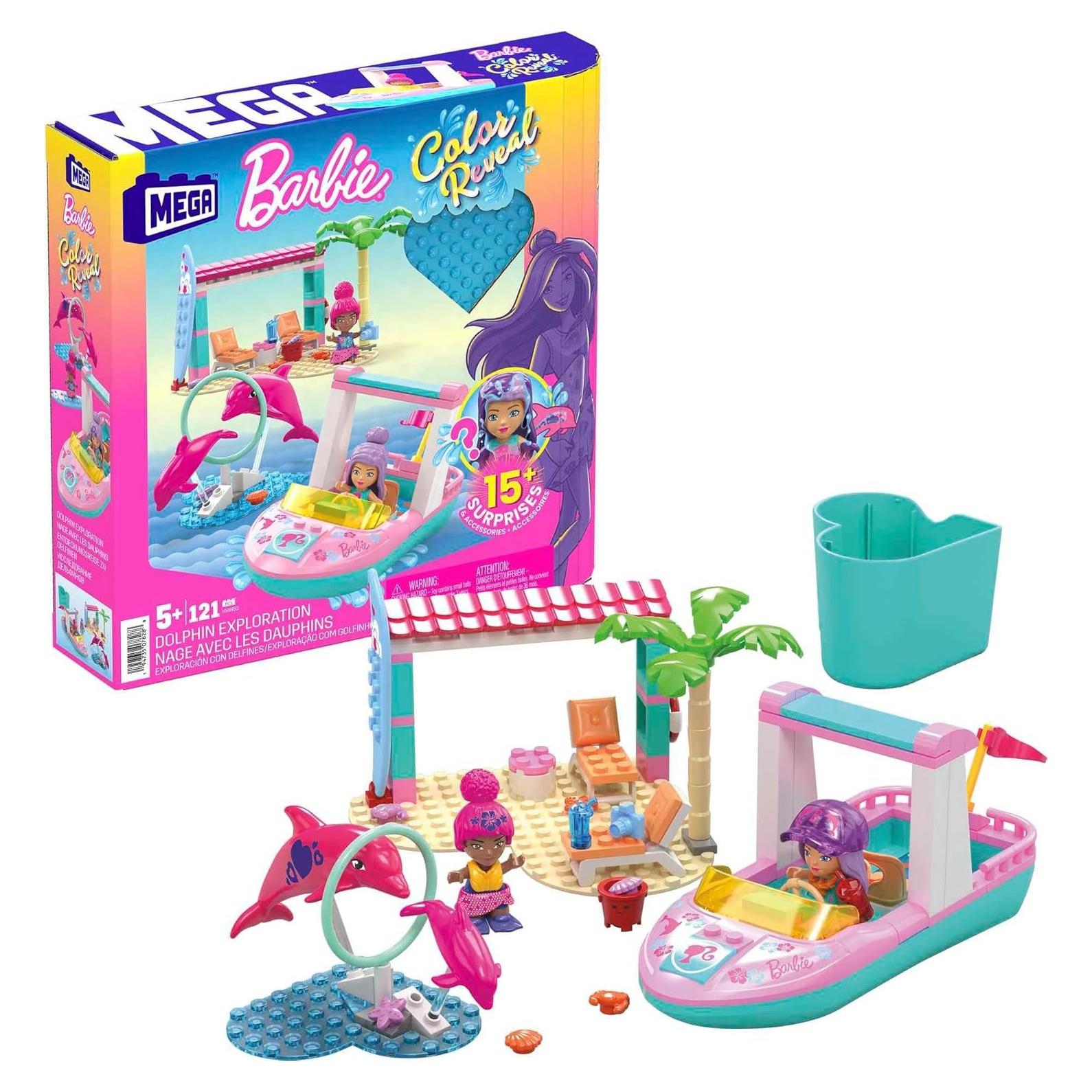 Juego de Construcción MEGA Barbie Color Reveal Delfines 121 Piezas