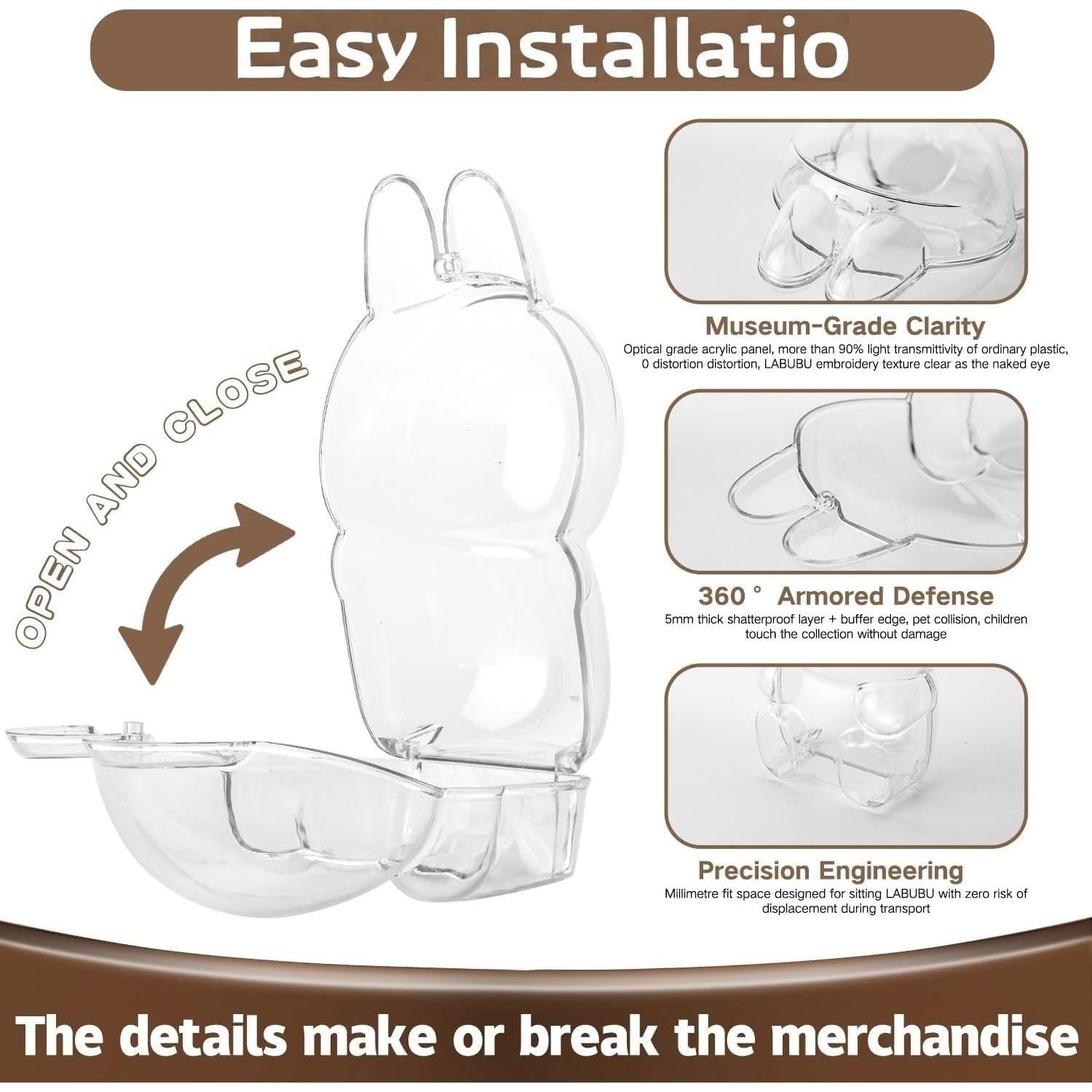 Funda Protectora Acrílica Labub para Figuras Sentadas 15cm