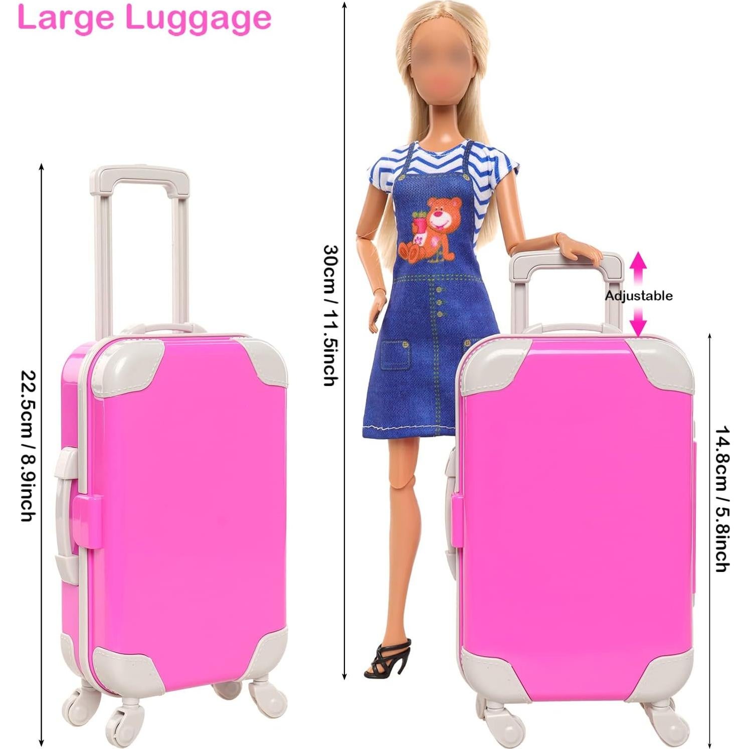 Maleta de Muñeca BARWA 32 Piezas Ropa y Accesorios 11.5"