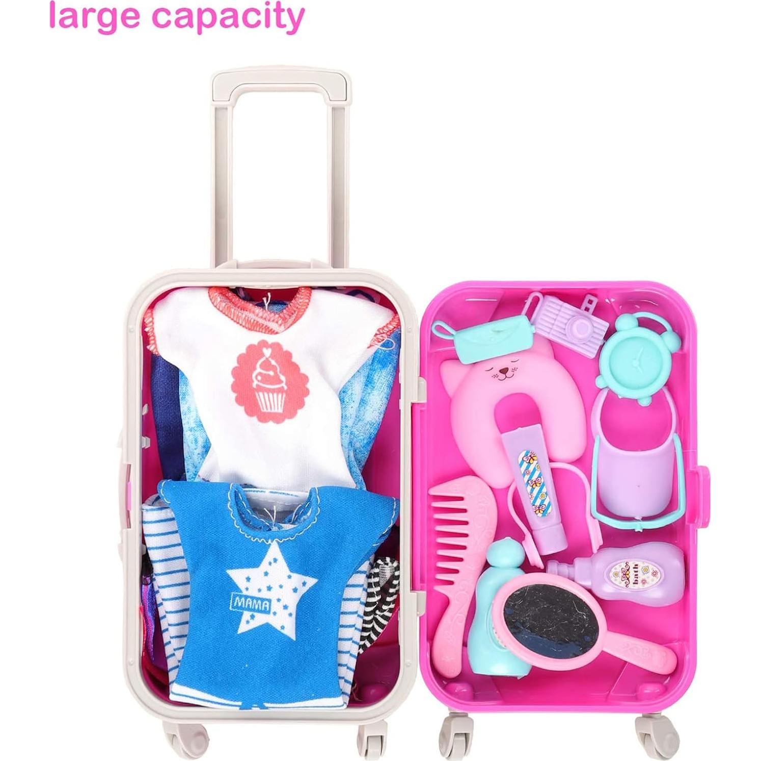 Maleta de Muñeca BARWA 32 Piezas Ropa y Accesorios 11.5"