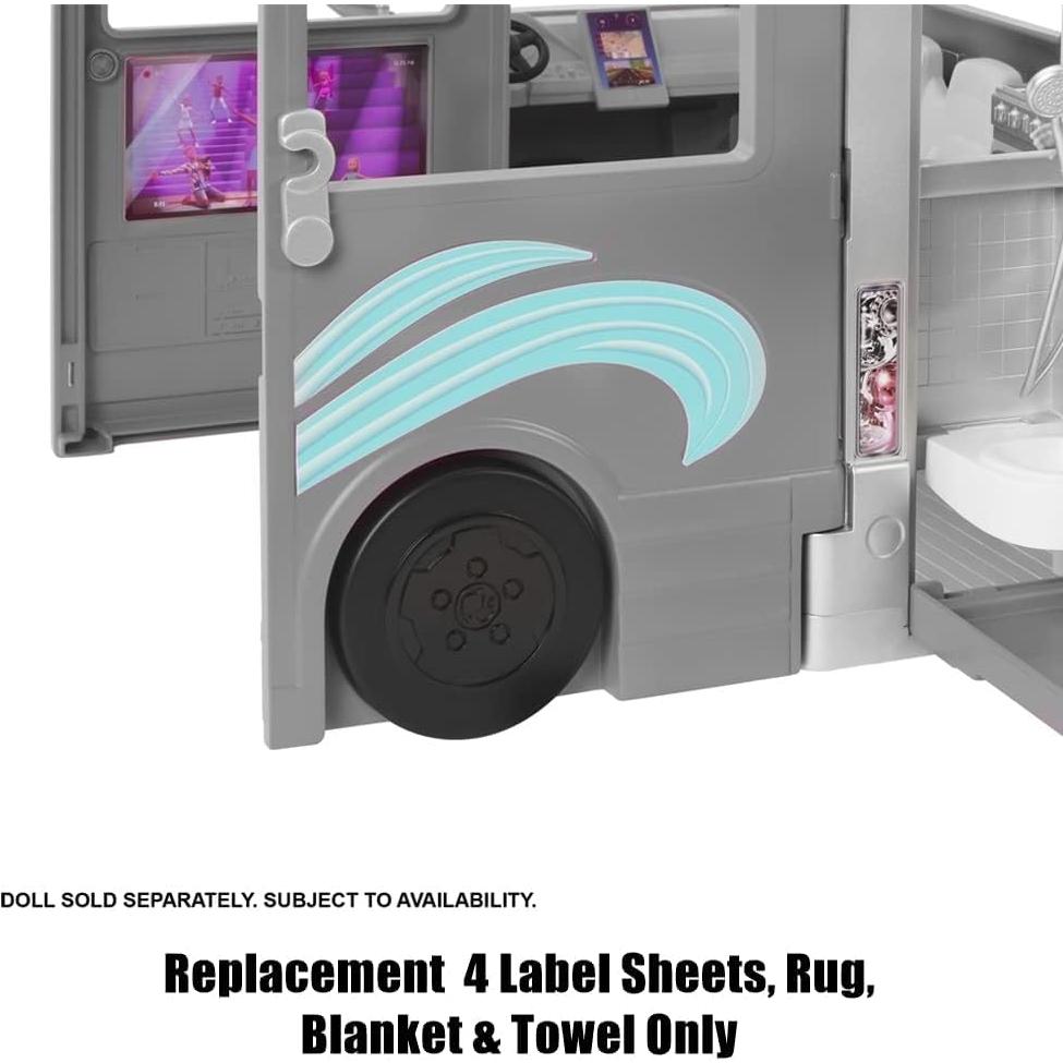 Hojas de Etiquetas y Accesorios Barbie HCD46 - Repuesto Camper