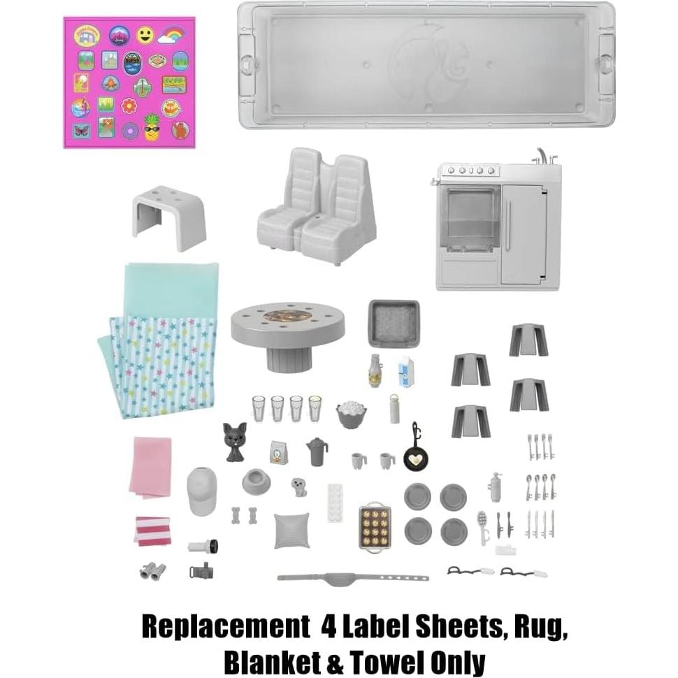 Hojas de Etiquetas y Accesorios Barbie HCD46 - Repuesto Camper