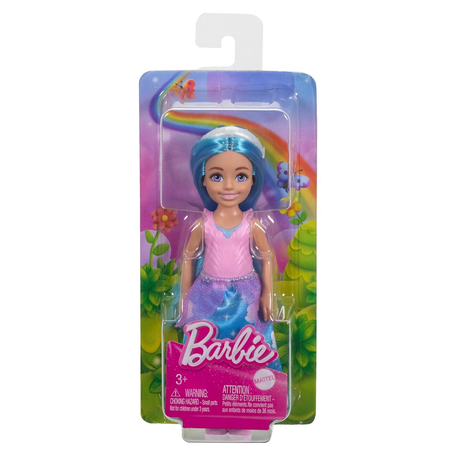 Muñeca Barbie Chelsea Real con Cabello Azul y Diadema Blanca