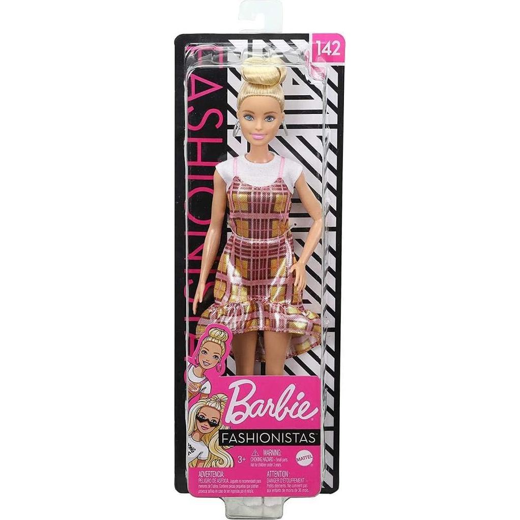 Muñeca Barbie Fashionistas #142 Rubia con Vestido a Cuadros