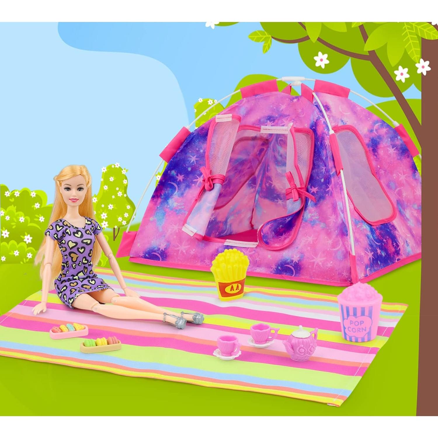 Conjunto de Camping para Muñecas K.T. Fancy 18 Piezas