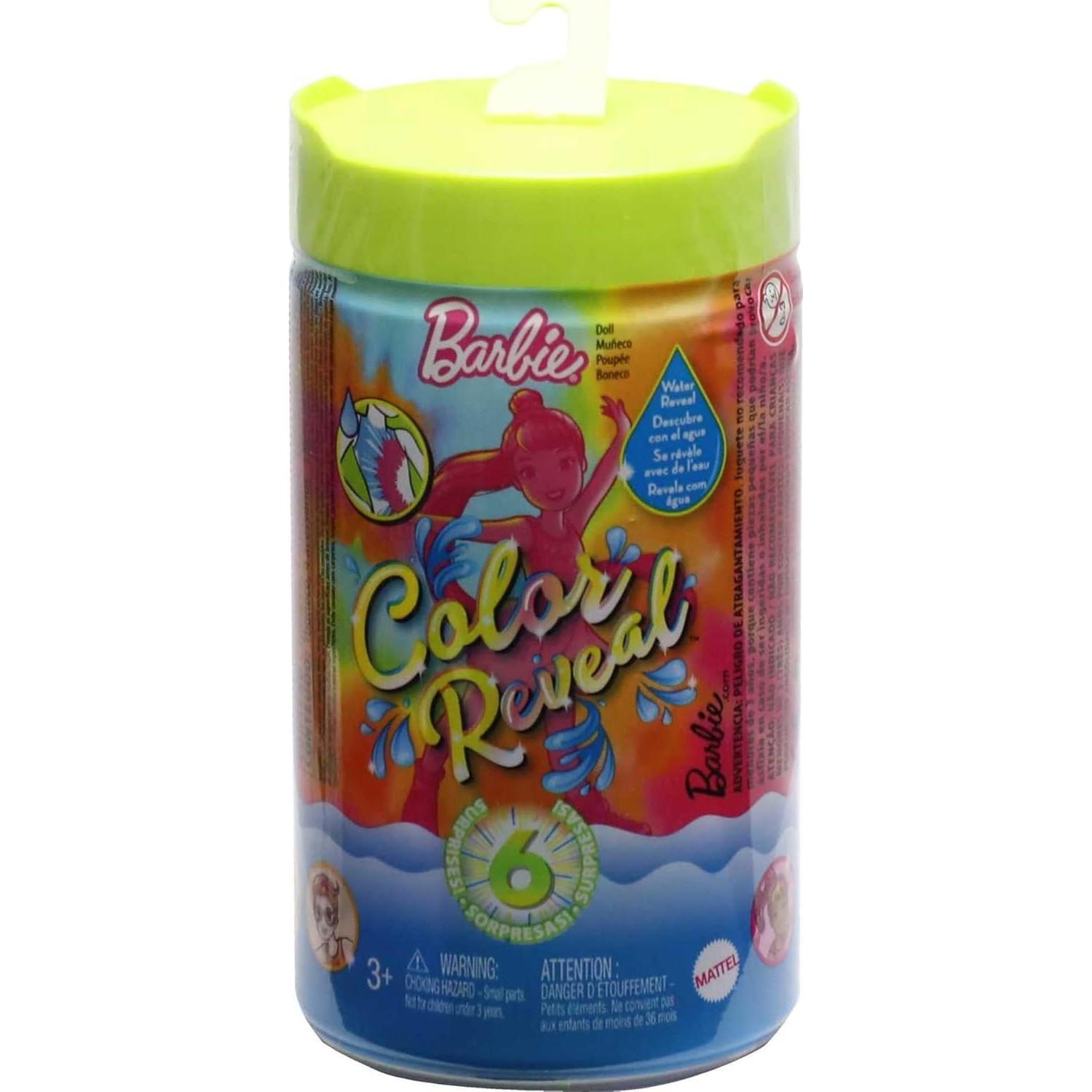 Muñeca Barbie Chelsea Color Reveal Neon Tie-Dye con 6 sorpresas