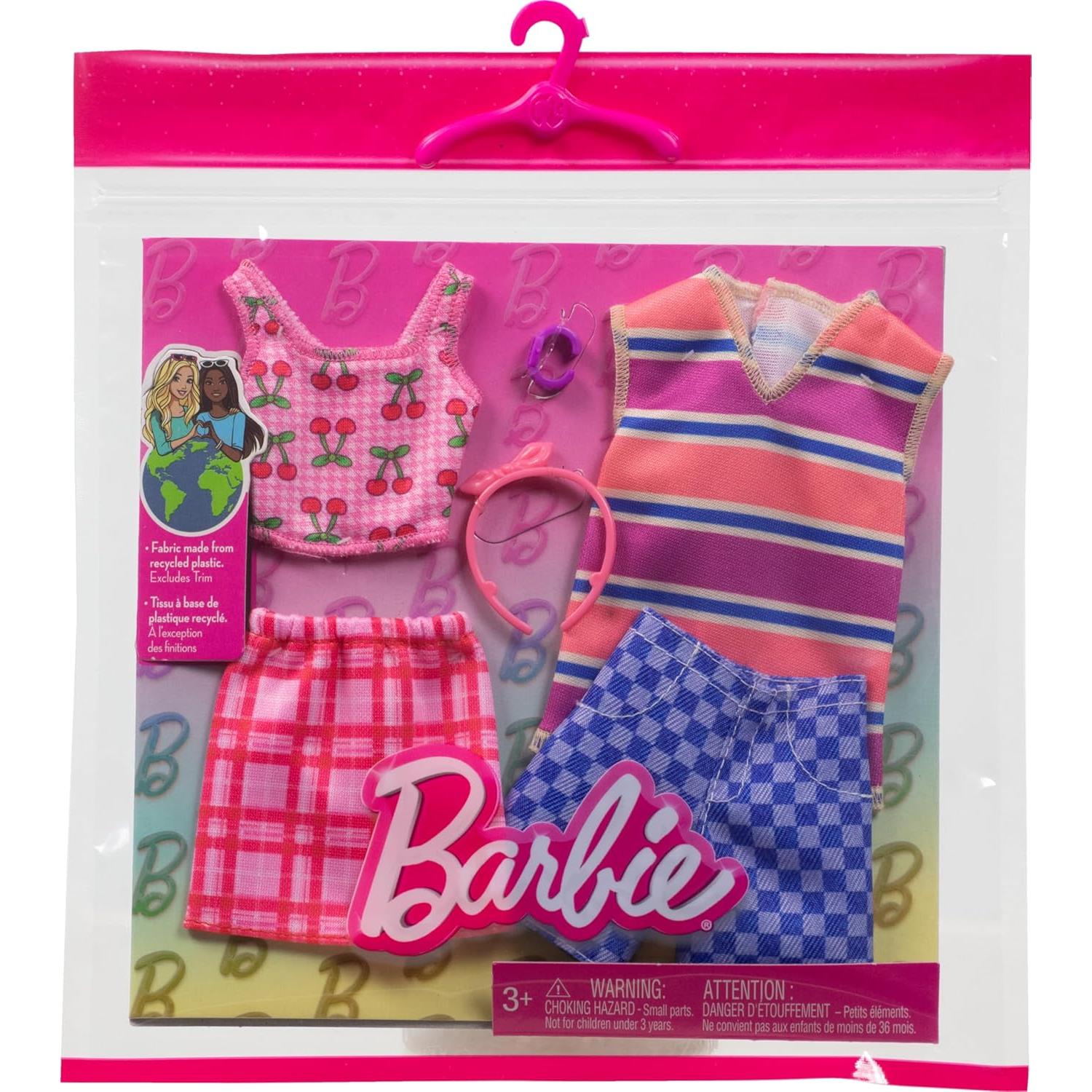 Conjunto de Ropa Barbie y Ken - Moda Cereza con Accesorios