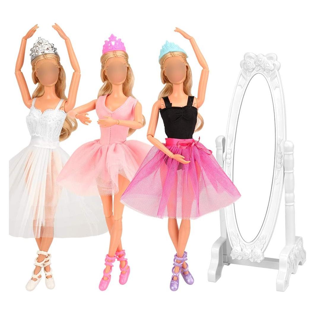 Conjuntos de Ropa de Muñeca Bailarina BARWA - 3 Trajes y Accesorios