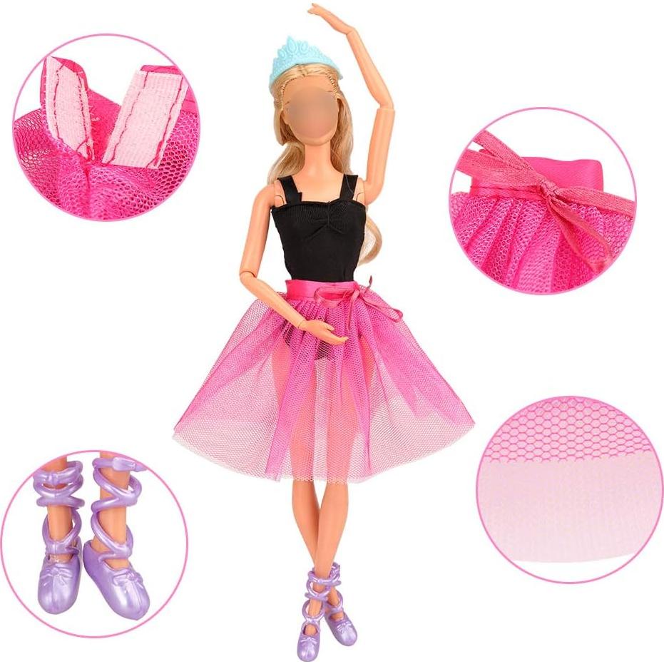 Conjuntos de Ropa de Muñeca Bailarina BARWA - 3 Trajes y Accesorios