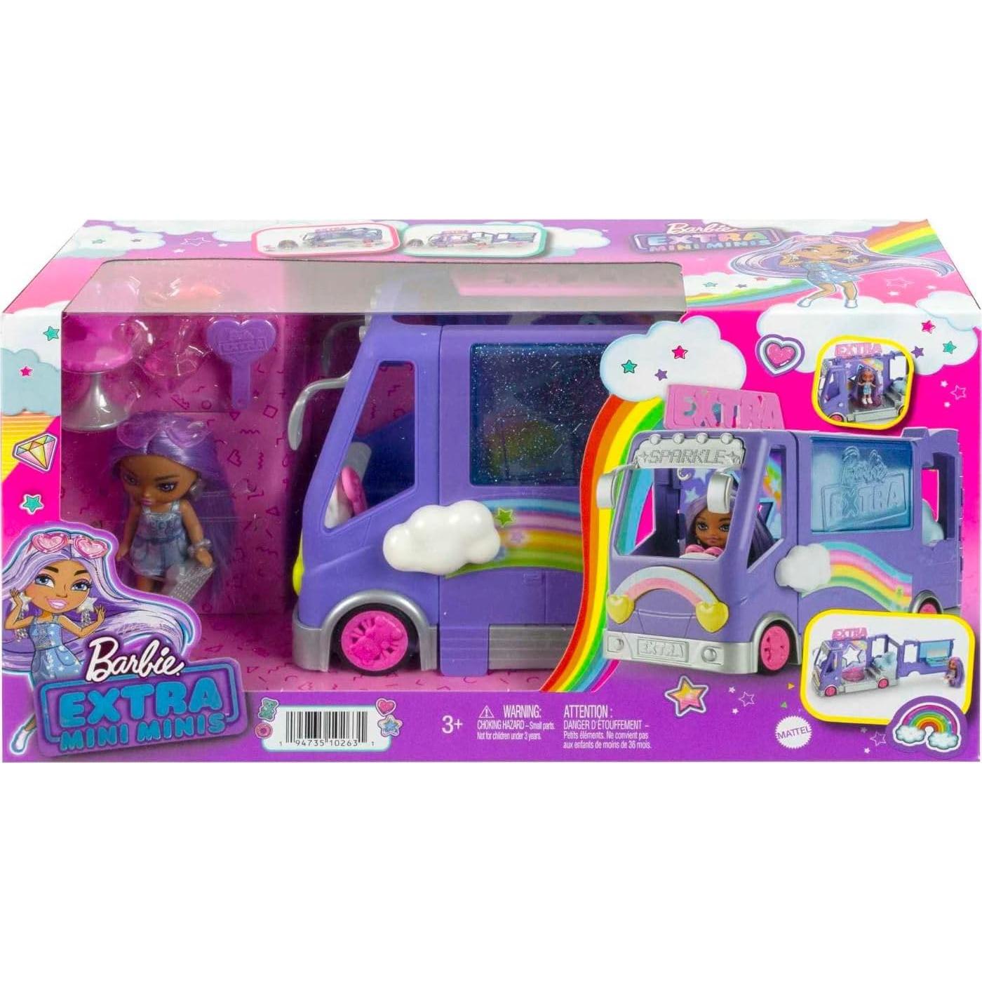 Muñeca Barbie Extra Mini Minis con Autobús Turístico Expandible