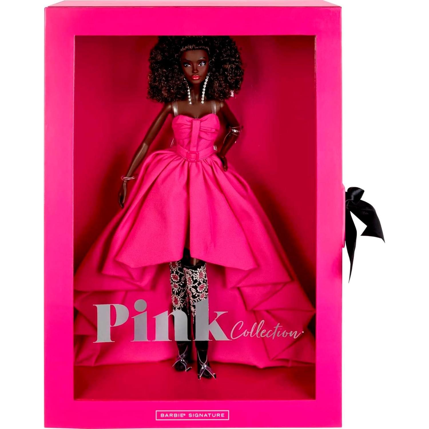 Muñeca Barbie Colección Rosa con Vestido Largo Fucsia HBX96